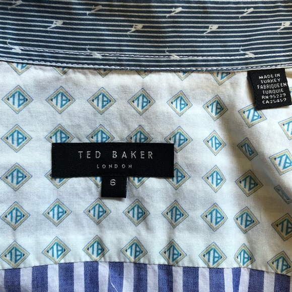 Ted Baker Blue White Striped Button Down Shirt 6 - Picture 9 of 11
